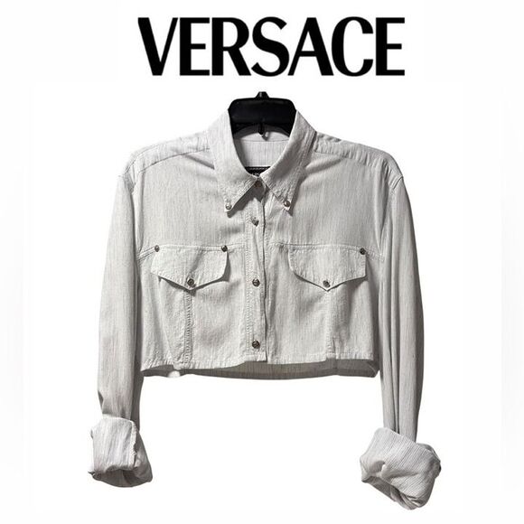 Versace Tops - Vintage Versace Oxford Button Down Shirt Reworked Designer